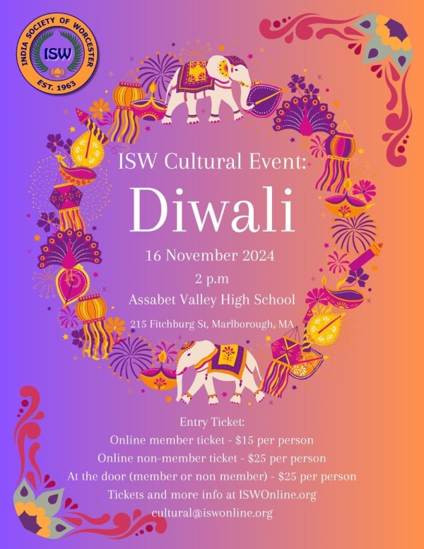 India Society Of Worcester To Host Annual 2024 Diwali Cultural Celebration