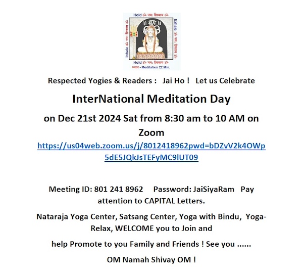 Satsang Center: InterNational Meditation Day