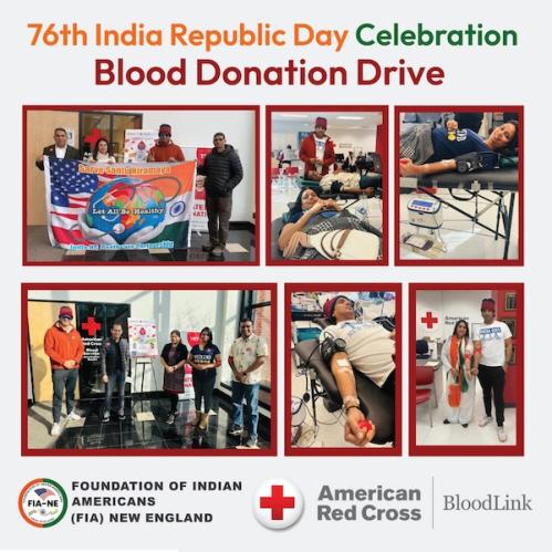 FIA Marks 76th Republic Day Of India With Massive Blood Donation<br>Camp In Partnership With American Red Cross In Massachusetts